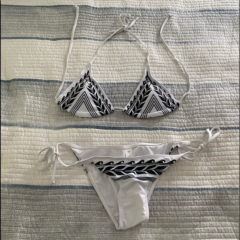 White & Black Halter Bikini